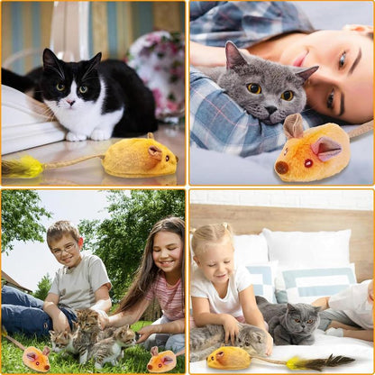 LED Interactive Cat Mouse Toy — USB Rechargeable, Motion-Activated Sounds & Feather Tail