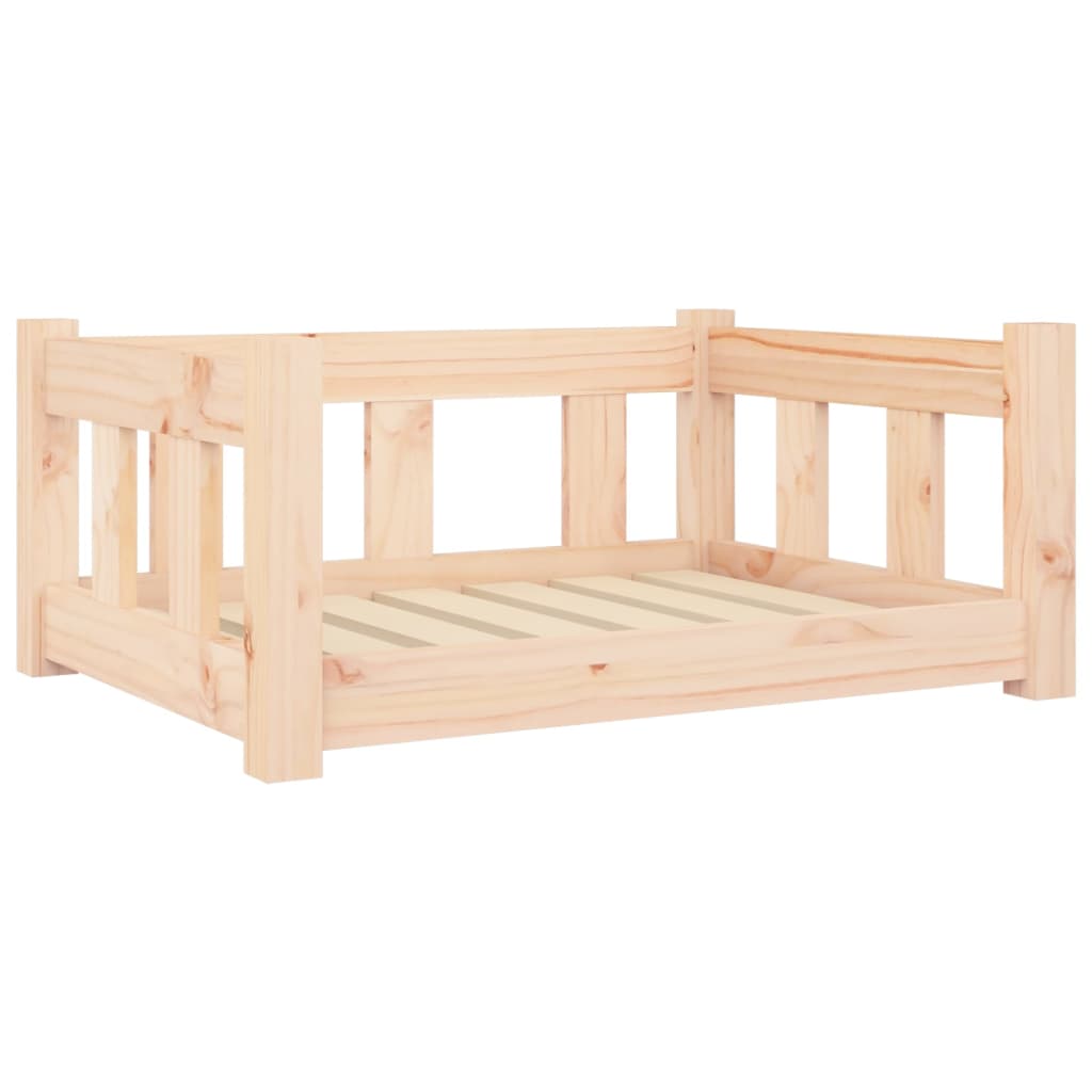Solid Pine Wood Dog Bed Frame — Natural Untreated, 65.5x50cm, Modern Design