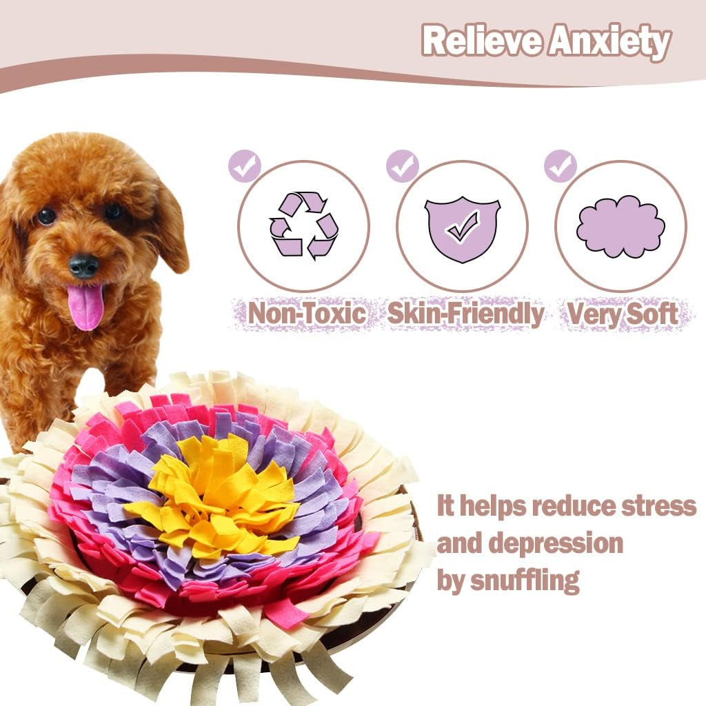 Dog Snuffle Mat - Interactive Feeding Game & Treat Dispenser for Stress Relief - Non-Slip Durable Activity Mat for Small/Medium Dogs - Indoor/Outdoor Use(Beige)
