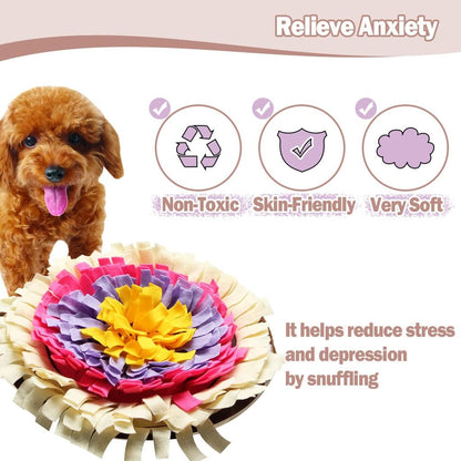 Dog Snuffle Mat - Interactive Feeding Game & Treat Dispenser for Stress Relief - Non-Slip Durable Activity Mat for Small/Medium Dogs - Indoor/Outdoor Use(Beige)