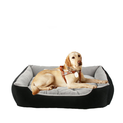 Plush Calming Pet Sofa Bed — 7 Sizes (45–110cm), Baby Fleece, Removable Cushion, Waterproof Base