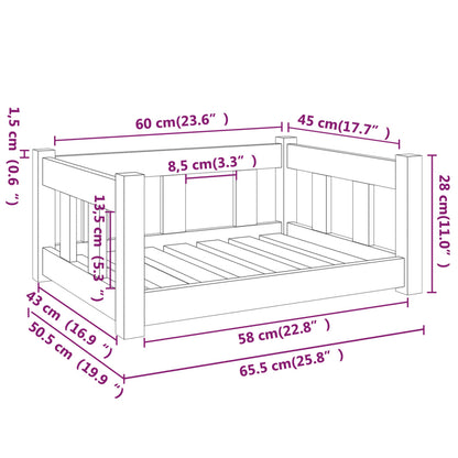 Solid Pine Wood Dog Bed Frame — Natural Untreated, 65.5x50cm, Modern Design