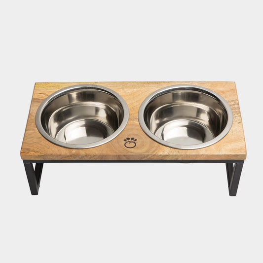 Premium Elevated Dog Feeder - Handmade Wood & Stainless Steel Bowls