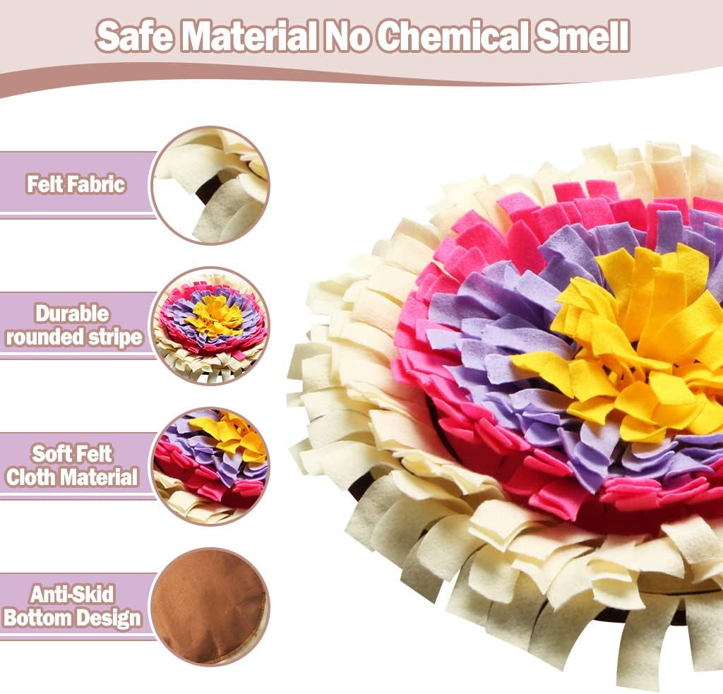 Dog Snuffle Mat - Interactive Feeding Game & Treat Dispenser for Stress Relief - Non-Slip Durable Activity Mat for Small/Medium Dogs - Indoor/Outdoor Use(Beige)