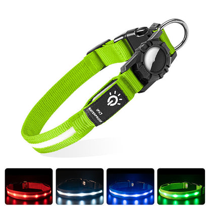 Light Up Dog Collar with AirTag Holder — LED Safety Collar for Dogs