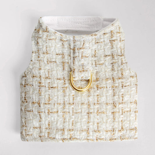 Regal Chantel Tweed Dog Harness — Handmade in USA, Gold-Tone D-Ring, Limited Edition