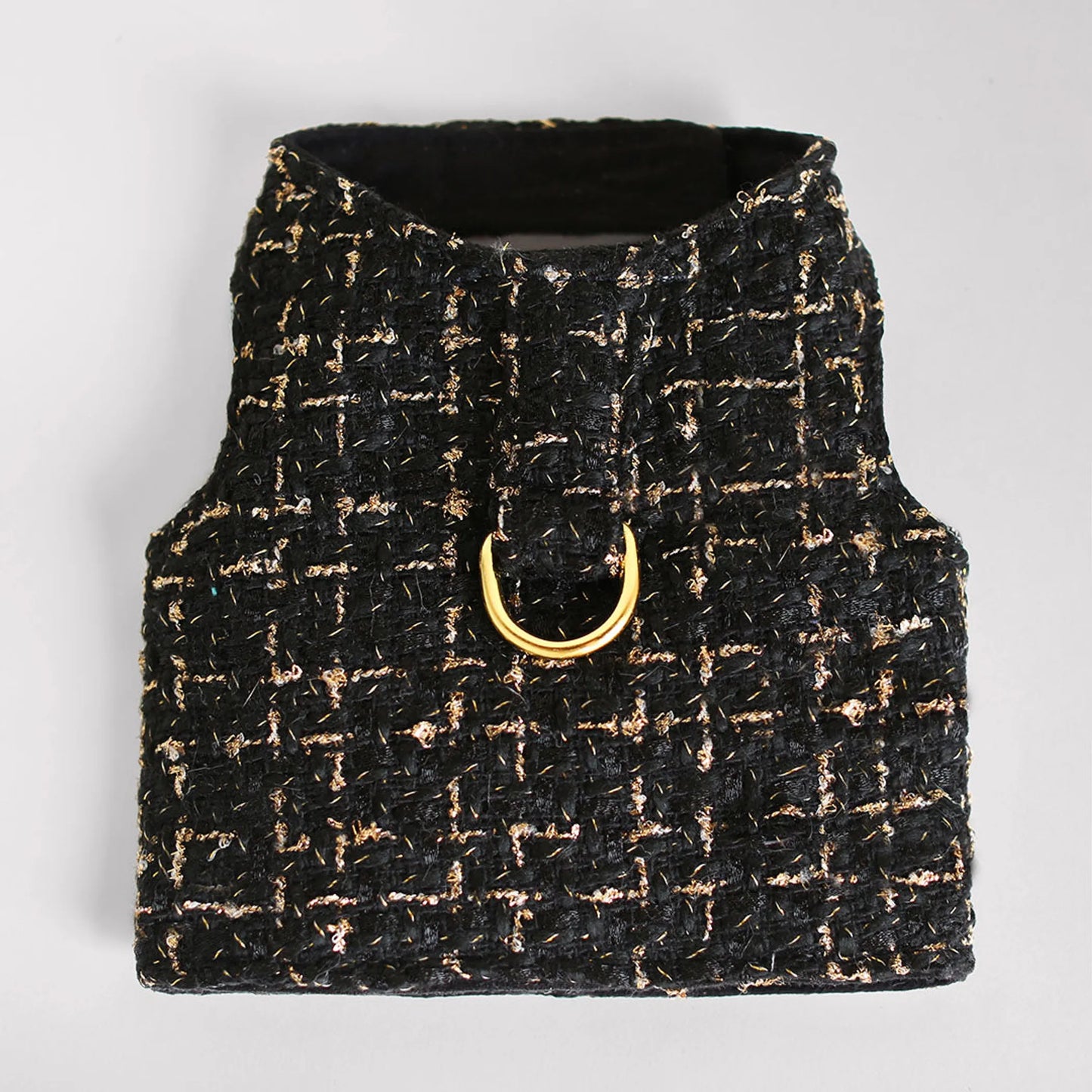 Regal Chantel Tweed Dog Harness — Handmade in USA, Gold-Tone D-Ring, Limited Edition