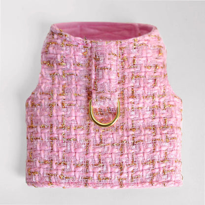 Regal Chantel Tweed Dog Harness — Handmade in USA, Gold-Tone D-Ring, Limited Edition