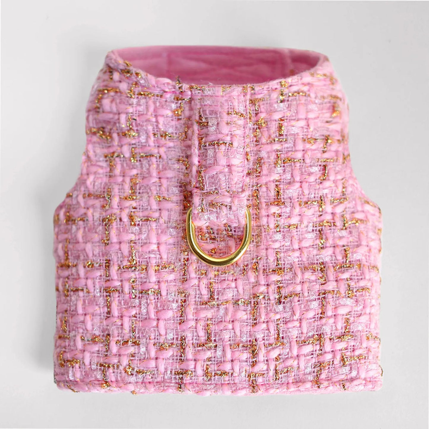 Regal Chantel Tweed Dog Harness — Handmade in USA, Gold-Tone D-Ring, Limited Edition