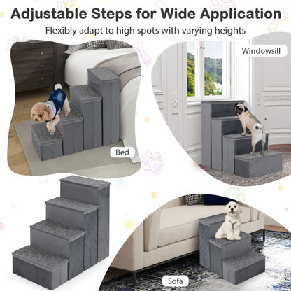 4-Step Foldable Dog Stairs with Storage — Non-Slip, 200kg Capacity