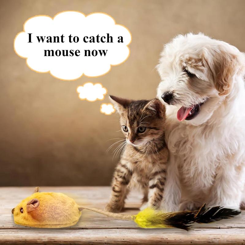 LED Interactive Cat Mouse Toy — USB Rechargeable, Motion-Activated Sounds & Feather Tail