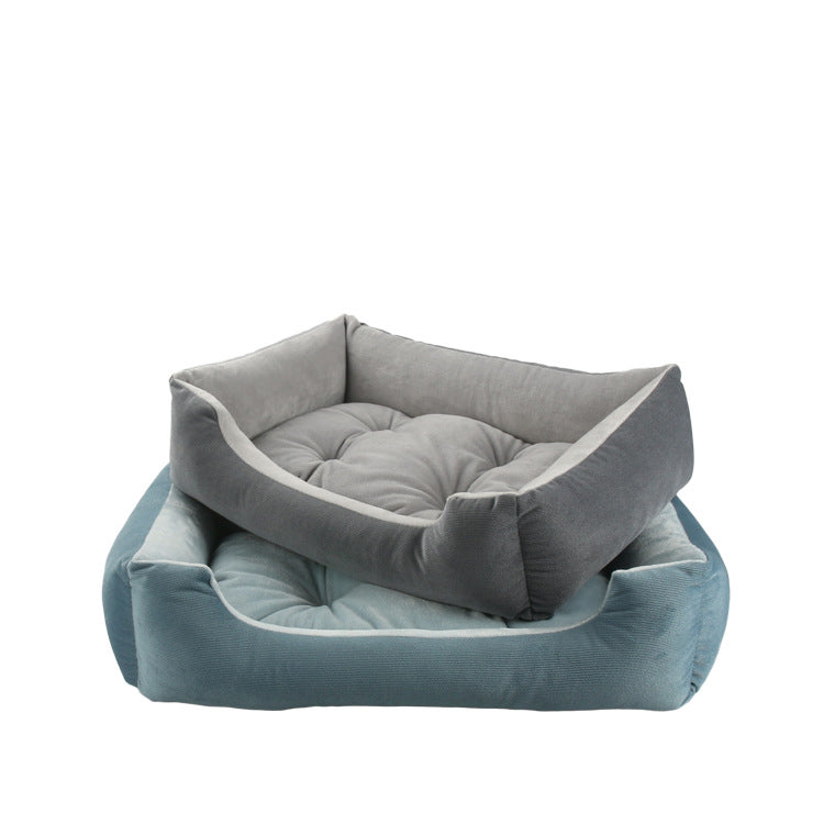 Plush Calming Pet Sofa Bed — 7 Sizes (45–110cm), Baby Fleece, Removable Cushion, Waterproof Base