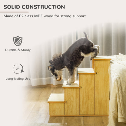 Pet Stairs for Dogs & Cats up to 22 lbs – Cushioned Removable Cover, Natural