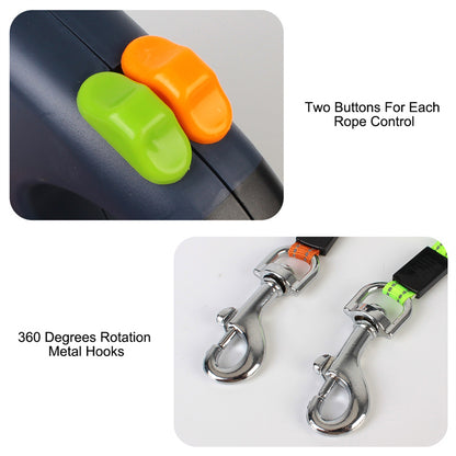 LED Retractable Dog Leash — Built-In Lights, Reflective, 360° Swivel, Dual Dog, Small Dogs