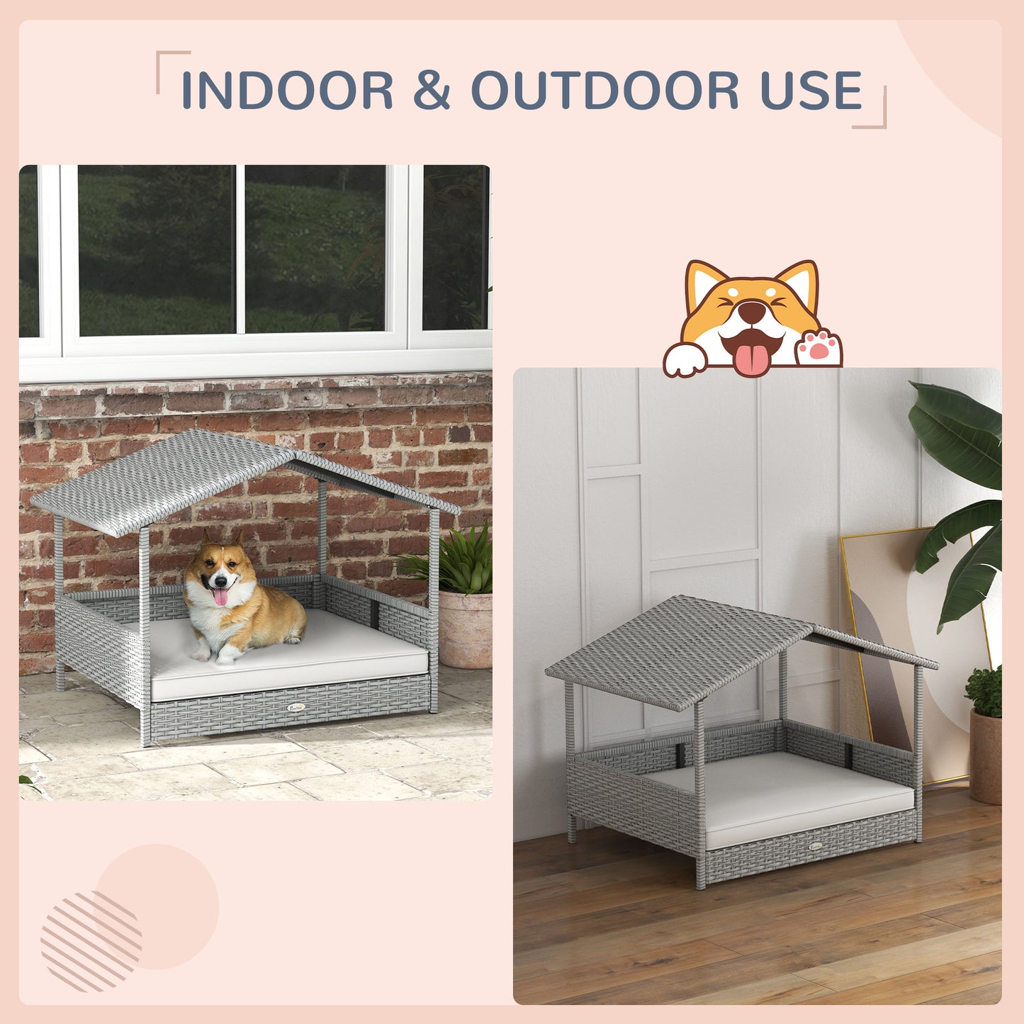 Wicker Pet Cabana Sofa Bed - All-Weather Comfort for Dogs