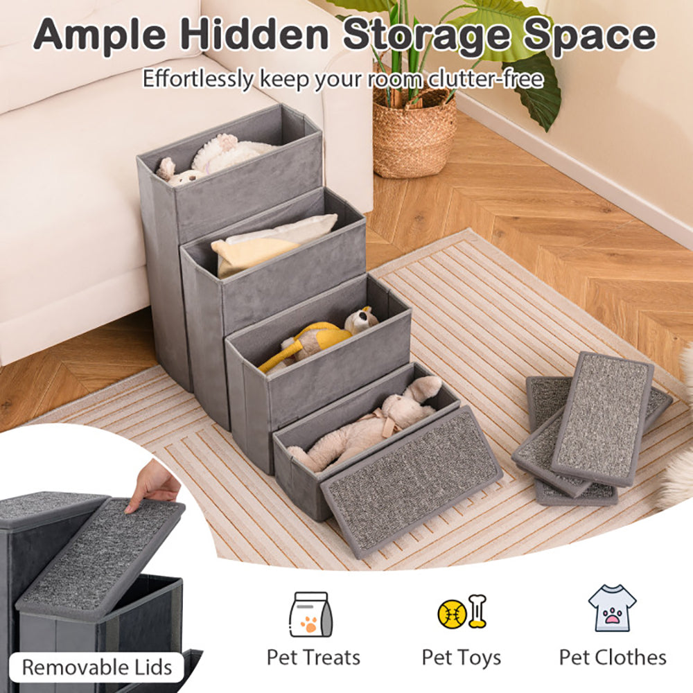 4-Step Foldable Dog Stairs with Storage — Non-Slip, 200kg Capacity