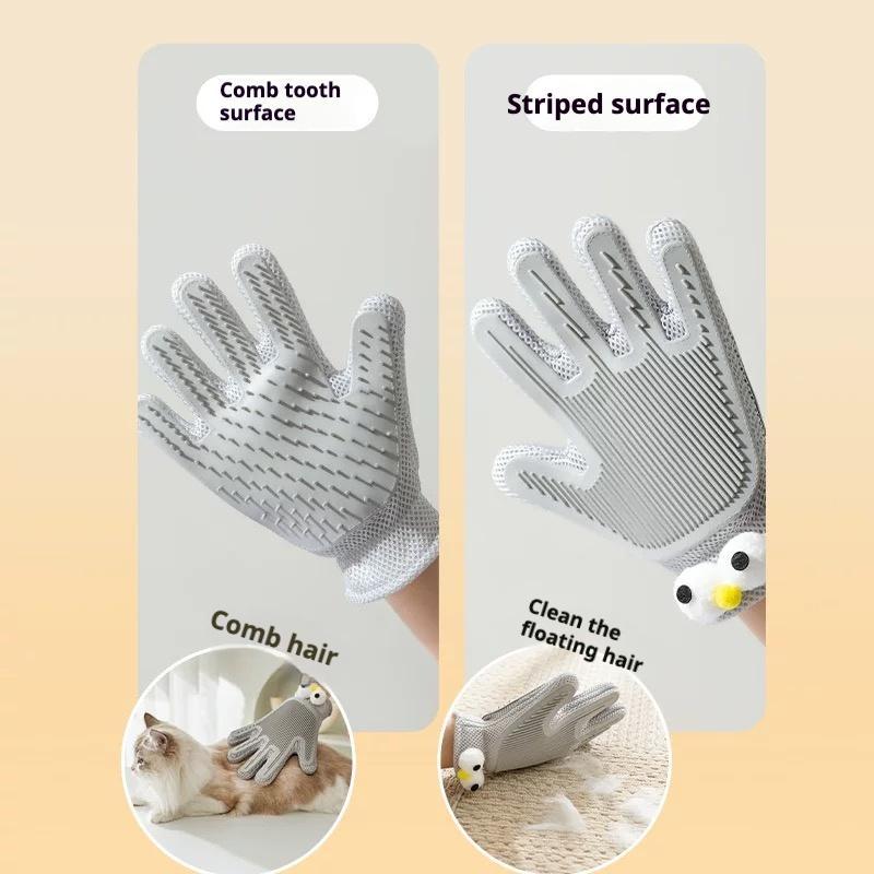 2-in-1 Pet Grooming Glove: Double-Sided Fur & Massage Brush