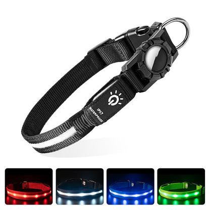 Light Up Dog Collar with AirTag Holder — LED Safety Collar for Dogs