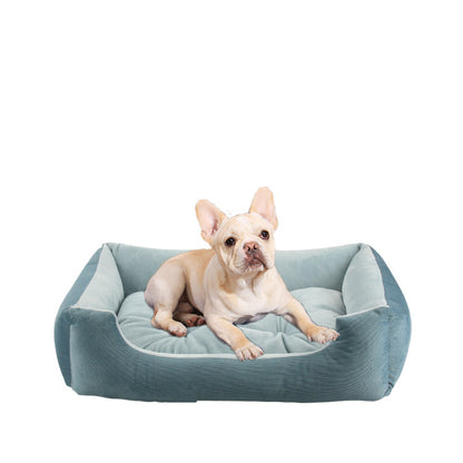 Plush Calming Pet Sofa Bed — 7 Sizes (45–110cm), Baby Fleece, Removable Cushion, Waterproof Base