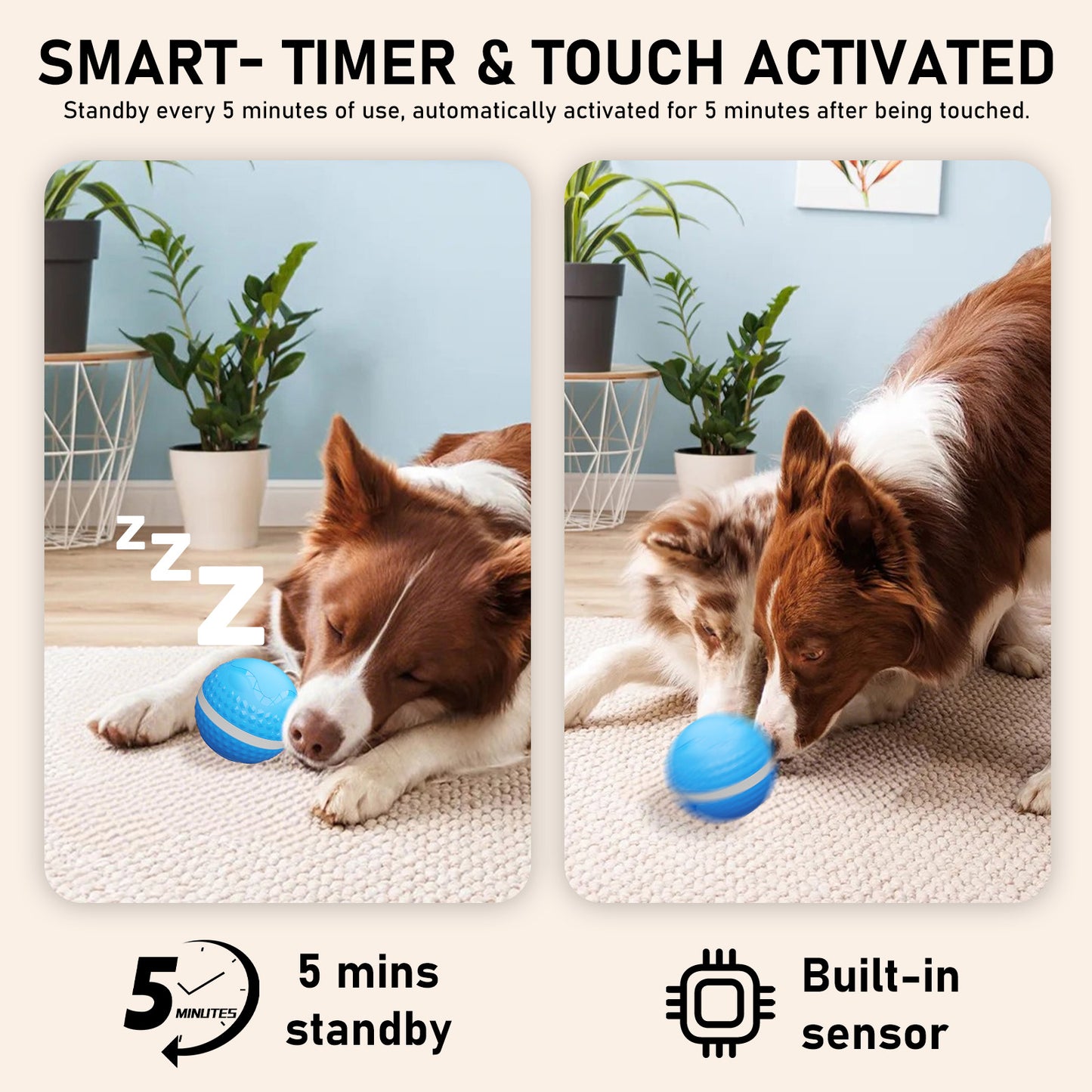 Smart Motion Sensor USB Rechargeable Durable Dog Ball Toy