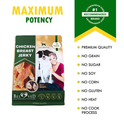 All-Natural Chicken Jerky Dog Treats — Grain-Free, High Protein, 300g