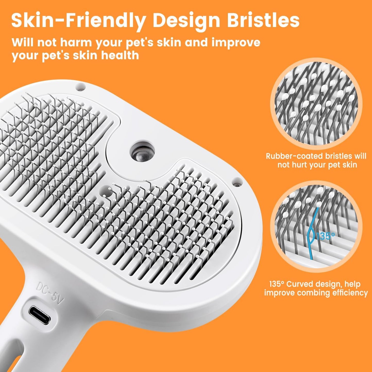 3-in-1 Pet Steam Brush: Grooming, De-shedding & Spray Comb