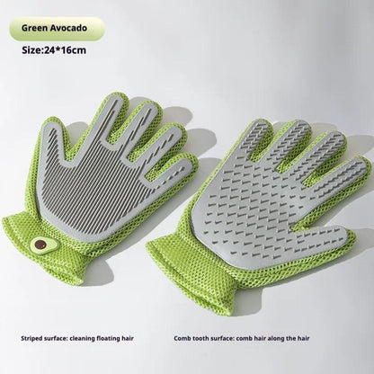 2-in-1 Pet Grooming Glove: Double-Sided Fur & Massage Brush