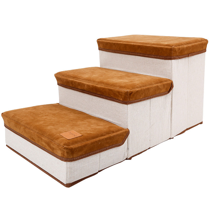 Foldable Pet Stairs with Hidden Storage — Anti-Slip Steps for Dogs & Cats