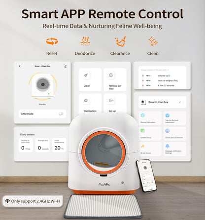 Smart Self-Cleaning Cat Litter Box — 60L, App Control, Multi-Cat, Odor-Free