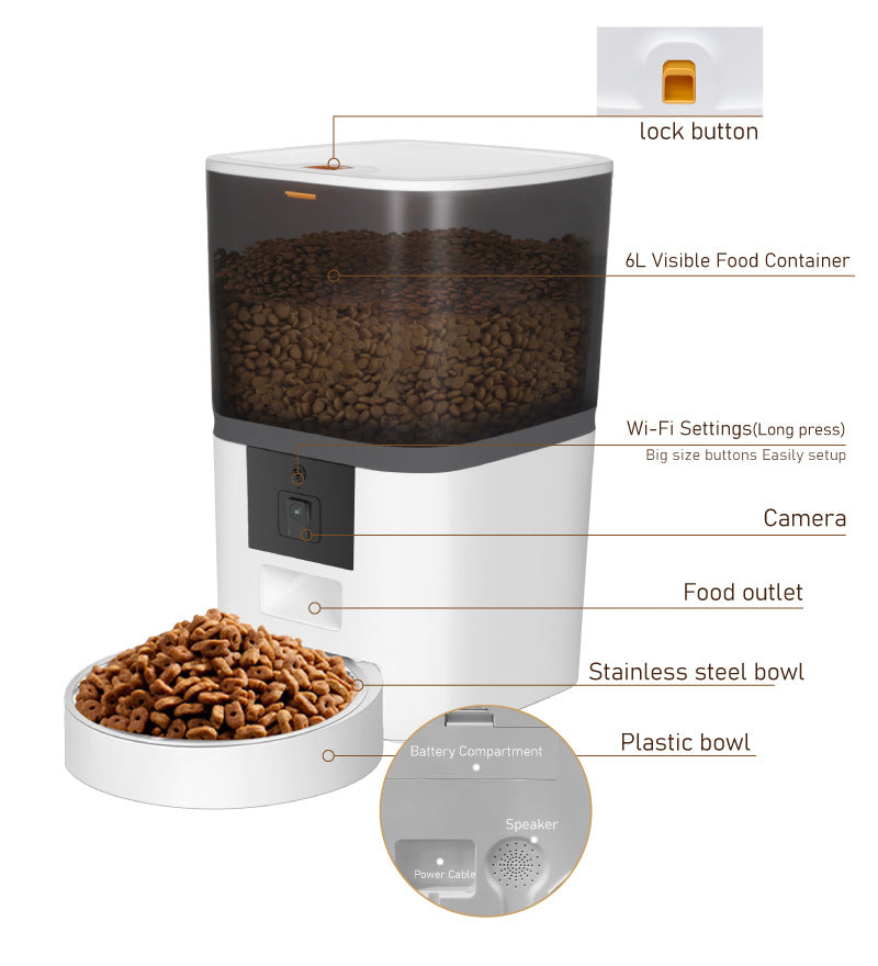 Smart Pet Feeder with HD Camera — Automatic Dispenser, Two-Way Audio & App Control