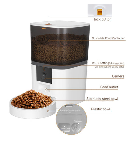 Smart Pet Feeder with HD Camera — Automatic Dispenser, Two-Way Audio & App Control