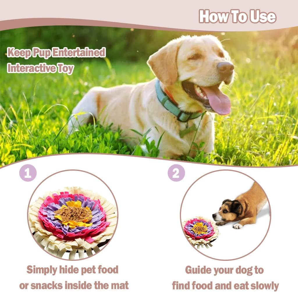 Dog Snuffle Mat - Interactive Feeding Game & Treat Dispenser for Stress Relief - Non-Slip Durable Activity Mat for Small/Medium Dogs - Indoor/Outdoor Use(Beige)