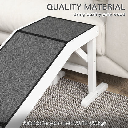 60" Pet Ramp for Dogs & Cats — Anti-Slip Carpet, Flat Top Platform, 66 lb Capacity, Pine Wood