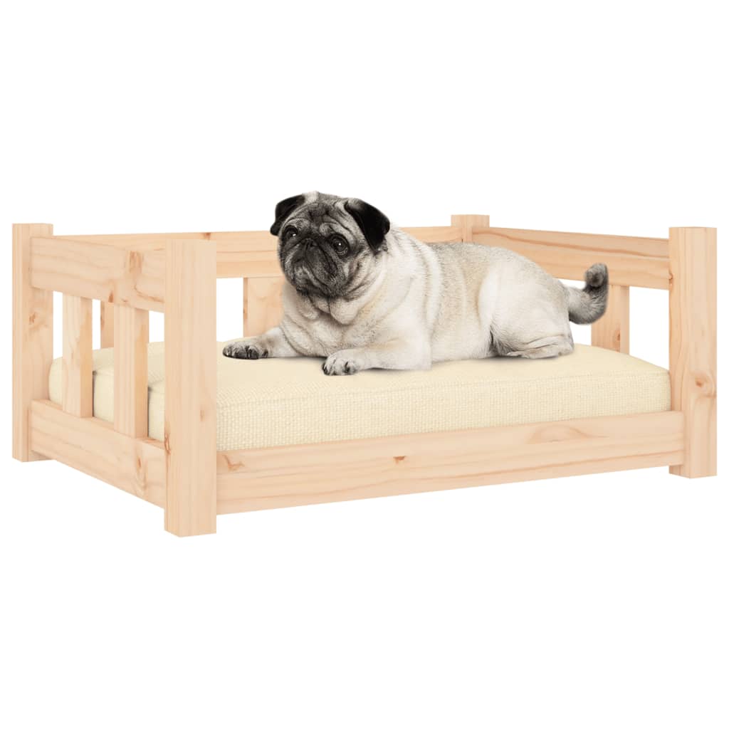 Solid Pine Wood Dog Bed Frame — Natural Untreated, 65.5x50cm, Modern Design
