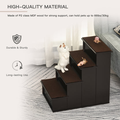 Cushioned Pet Stairs for Small Dogs & Cats – Removable Cover, Brown