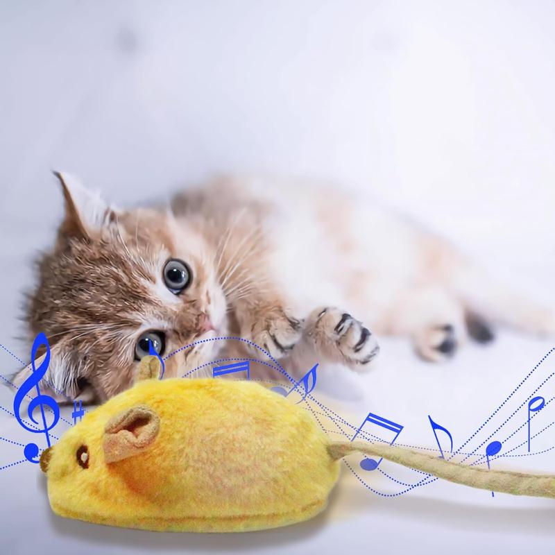 LED Interactive Cat Mouse Toy — USB Rechargeable, Motion-Activated Sounds & Feather Tail
