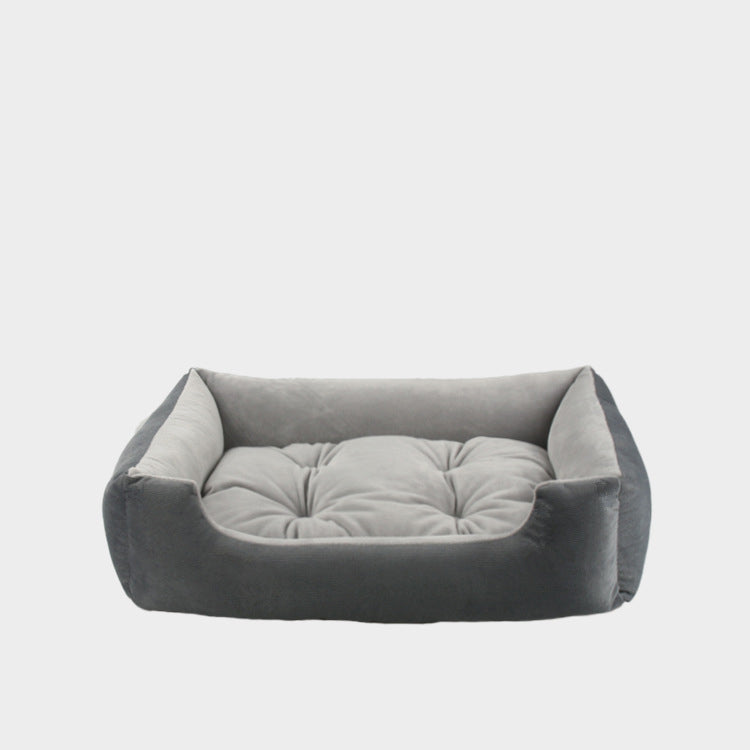 Plush Calming Pet Sofa Bed — 7 Sizes (45–110cm), Baby Fleece, Removable Cushion, Waterproof Base