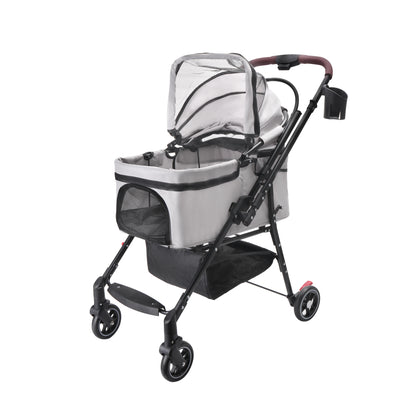 Foldable Pet Stroller — 360° Wheels, Full Suspension & Canopy for Dogs & Cats