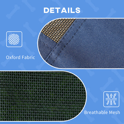Elevated Portable Dog Cot Pet Bed with UV Protection Canopy Shade, 36 inch, Dark Blue