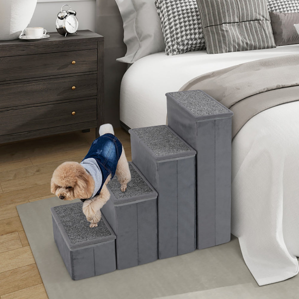 4-Step Foldable Dog Stairs with Storage — Non-Slip, 200kg Capacity