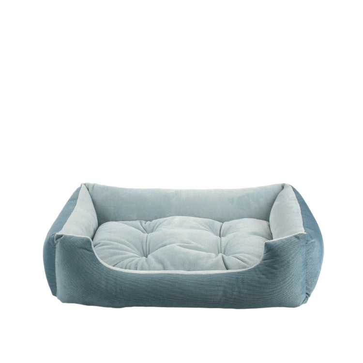 Plush Calming Pet Sofa Bed — 7 Sizes (45–110cm), Baby Fleece, Removable Cushion, Waterproof Base