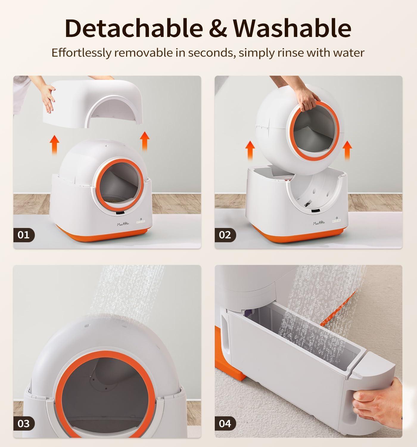 Smart Self-Cleaning Cat Litter Box — 60L, App Control, Multi-Cat, Odor-Free