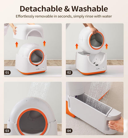 Smart Self-Cleaning Cat Litter Box — 60L, App Control, Multi-Cat, Odor-Free