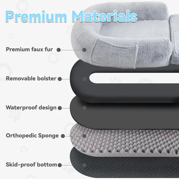 SnuggleFold™ 2-in-1 Human & Dog Lounge Bed — Flip-Open Design, Ultra-Plush, Washable Cover