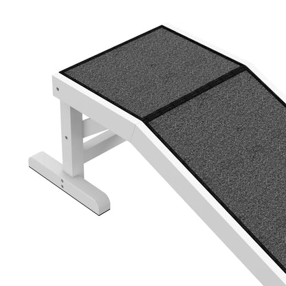 Premium Pine Wood Pet Ramp — Non-Slip Carpet, Rest Platform, Up to 66 lbs