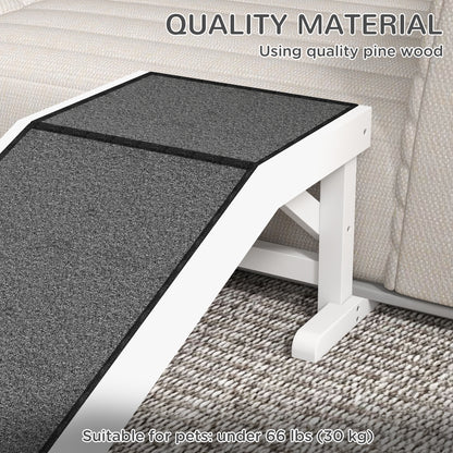 49" Pet Ramp for Dogs & Cats — Anti-Slip Carpet, Flat Top Platform, 66 lb Capacity, Pine Wood